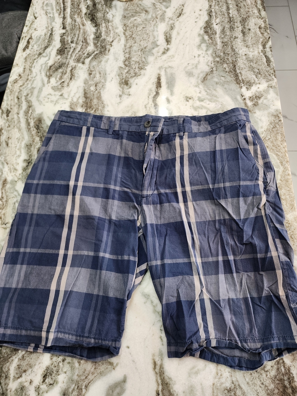 Men's Blue Plaid Casual Shorts